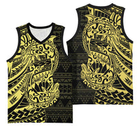 Yellow Couple Dolphins Maori Polynesian Style Basketball Jersey - Polynesian Pride