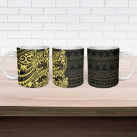 Yellow Couple Dolphins Maori Polynesian Style Ceramic Mug - Polynesian Pride