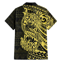 Yellow Couple Dolphins Maori Polynesian Style Family Matching Long Sleeve Bodycon Dress and Hawaiian Shirt LT9 - Polynesian Pride