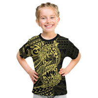 Yellow Couple Dolphins Maori Polynesian Style Kid T Shirt LT9 Yellow - Polynesian Pride