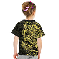 Yellow Couple Dolphins Maori Polynesian Style Kid T Shirt LT9 - Polynesian Pride