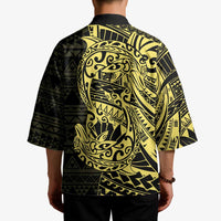 Yellow Couple Dolphins Maori Polynesian Style Kimono - Polynesian Pride