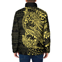 Yellow Couple Dolphins Maori Polynesian Style Padded Jacket - Polynesian Pride