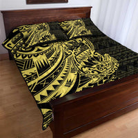 Yellow Couple Dolphins Maori Polynesian Style Quilt Bed Set
