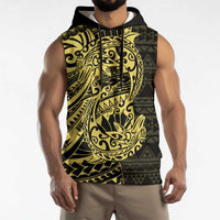 Yellow Couple Dolphins Maori Polynesian Style Sleeveless Hoodie - Polynesian Pride