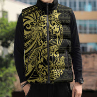 Yellow Couple Dolphins Maori Polynesian Style Sleeveless Puffer Jacket - Polynesian Pride