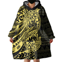 Yellow Couple Dolphins Maori Polynesian Style Wearable Blanket Hoodie