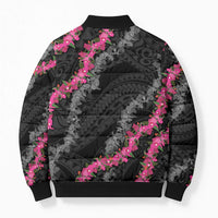 Guam Bougainvillea Lei Bomber Puffer Jacket Chamorro Tribal Pattern LT9 - Polynesian Pride