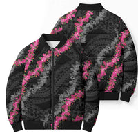 Guam Bougainvillea Lei Bomber Puffer Jacket Chamorro Tribal Pattern LT9 - Polynesian Pride