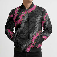 Guam Bougainvillea Lei Bomber Puffer Jacket Chamorro Tribal Pattern LT9 - Polynesian Pride