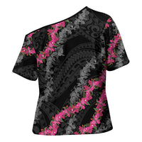 Guam Bougainvillea Lei Cross Shoulder Shirt Chamorro Tribal Pattern LT9 - Polynesian Pride