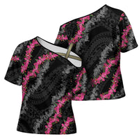 Guam Bougainvillea Lei Cross Shoulder Shirt Chamorro Tribal Pattern LT9 - Polynesian Pride