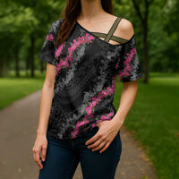 Guam Bougainvillea Lei Cross Shoulder Shirt Chamorro Tribal Pattern LT9 - Polynesian Pride