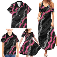 Guam Bougainvillea Lei Family Matching Summer Maxi Dress and Hawaiian Shirt Chamorro Tribal Pattern LT9 - Polynesian Pride