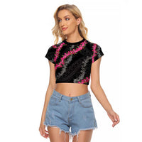 Guam Bougainvillea Lei Raglan Cropped T Shirt Chamorro Tribal Pattern