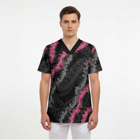 Guam Bougainvillea Lei Scrub Top Chamorro Tribal Pattern - Polynesian Pride