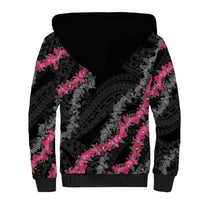 Guam Bougainvillea Lei Sherpa Hoodie Chamorro Tribal Pattern