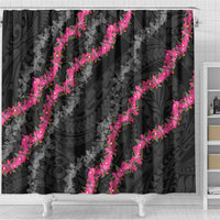 Guam Bougainvillea Lei Shower Curtain Chamorro Tribal Pattern LT9 - Polynesian Pride