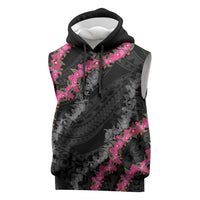 Guam Bougainvillea Lei Sleeveless Hoodie Chamorro Tribal Pattern LT9 Black - Polynesian Pride