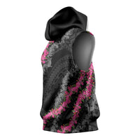 Guam Bougainvillea Lei Sleeveless Hoodie Chamorro Tribal Pattern LT9 - Polynesian Pride