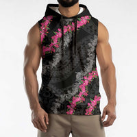 Guam Bougainvillea Lei Sleeveless Hoodie Chamorro Tribal Pattern LT9 - Polynesian Pride