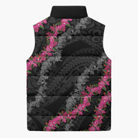 Guam Bougainvillea Lei Sleeveless Puffer Jacket Chamorro Tribal Pattern LT9 - Polynesian Pride