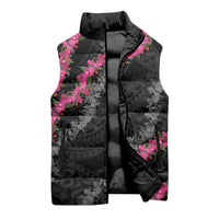 Guam Bougainvillea Lei Sleeveless Puffer Jacket Chamorro Tribal Pattern LT9 - Polynesian Pride