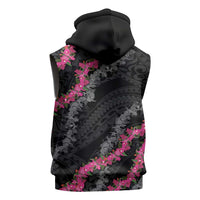 Guam Bougainvillea Lei Sleeveless Zip Hoodie Chamorro Tribal Pattern - Polynesian Pride