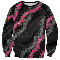 Guam Bougainvillea Lei Sweatshirt Chamorro Tribal Pattern