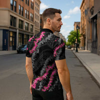 Guam Bougainvillea Lei Zipper Polo Shirt Chamorro Tribal Pattern LT9 - Polynesian Pride