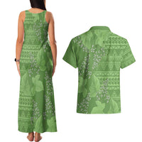 Hawaii Molokai Island Kukui Nut Flowers Couples Matching Tank Maxi Dress and Hawaiian Shirt Tribal Kakau Pattern LT9 - Polynesian Pride