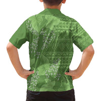 Hawaii Molokai Island Kukui Nut Flowers Family Matching Puletasi and Hawaiian Shirt Tribal Kakau Pattern