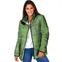 Hawaii Molokai Island Kukui Nut Flowers Padded Jacket Tribal Kakau Pattern - Polynesian Pride