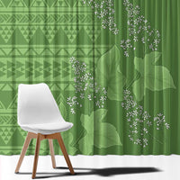 Hawaii Molokai Island Kukui Nut Flowers Window Curtain Tribal Kakau Pattern