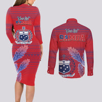 Custom Samoa 1962 Independence Day Custom Couples Matching Long Sleeve Bodycon Dress and Long Sleeve Button Shirt Manuia le Aso Tuto'atasi Ula Nifo Red Art