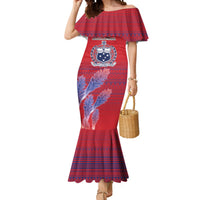 Custom Samoa 1962 Independence Day Custom Mermaid Dress Manuia le Aso Tuto'atasi Ula Nifo Red Art LT9 Women Red - Polynesian Pride