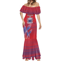 Custom Samoa 1962 Independence Day Custom Mermaid Dress Manuia le Aso Tuto'atasi Ula Nifo Red Art