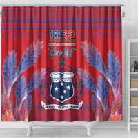 Custom Samoa 1962 Independence Day Custom Shower Curtain Manuia le Aso Tuto'atasi Ula Nifo Red Art