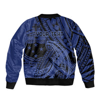 Custom Samoa 62nd Manuia le Aso Tuto'atasi Bomber Jacket Samoan Tatau Blue Art
