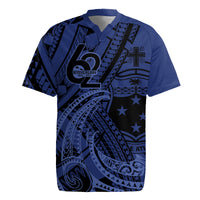 Custom Samoa 62nd Manuia le Aso Tuto'atasi Rugby Jersey Samoan Tatau Blue Art