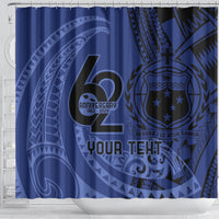 Custom Samoa 62nd Manuia le Aso Tuto'atasi Shower Curtain Samoan Tatau Blue Art
