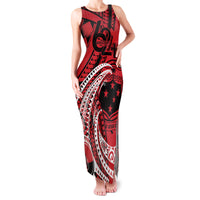 Custom Samoa Manuia le 62 Tausaga O le Tuto’atasi Family Matching Tank Maxi Dress and Hawaiian Shirt Samoan Tatau Red Art