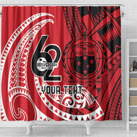 Custom Samoa Manuia le 62 Tausaga O le Tuto’atasi Shower Curtain Samoan Tatau Red Art
