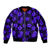 Polynesian Pride Hawaii Style With Hibiscus Sleeve Zip Bomber Jacket Blue LT9 Unisex Blue - Polynesian Pride