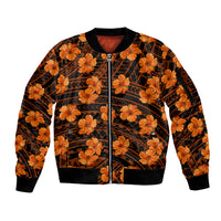 Polynesian Pride Hawaii Style With Hibiscus Sleeve Zip Bomber Jacket Gold LT9 Unisex Gold - Polynesian Pride