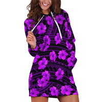 Polynesian Pride Hawaii Style With Hibiscus Hoodie Dress Purple LT9 Purple - Polynesian Pride