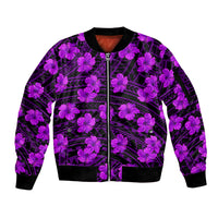 Polynesian Pride Hawaii Style With Hibiscus Sleeve Zip Bomber Jacket Purple LT9 Unisex Purple - Polynesian Pride