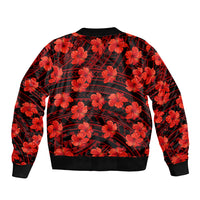 Polynesian Pride Hawaii Style With Hibiscus Sleeve Zip Bomber Jacket Red LT9 - Polynesian Pride