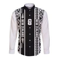 Custom New Zealand Football White Fern Supporter Long Sleeve Button Shirt LT9 Unisex Black - Polynesian Pride