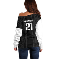 Custom New Zealand Football White Fern Supporter Off Shoulder Sweater LT9 - Polynesian Pride